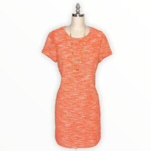 Piperlime Orange Tweed Short Sleeve Mini Sheath Dress Small Nwt